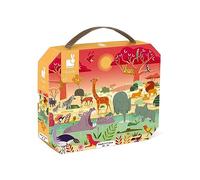 Janod - Child Puzzle Animal Reserve 54 Pieces - Educational Game - Fine Motor Skills and Concentration - Case with Handle - Made In France and Fsc Certified - Green Inks - from 5 Years, J02650