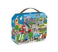 Janod PUZZLE CITY - 36 Pieces Jigsaw Puzzle Educational Game with Carry Case New