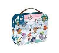 Janod - Child Puzzle Snowball Fight 36 Pieces - Educational Game - Fine Motor Skills and Concentration - Case with Handle - Made In France and Fsc Certified - Green Inks - from 4 Years Old, J02647