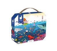 Janod - Child Puzzle Underwater World 100 Pieces - Educational Game - Fine Motor Skills and Concentration - Case with Handle - Made in France and FSC Certified - Green Inks - From 6 years old, J02617
