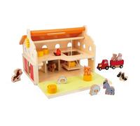 Janod - Children’s ‘My First Wooden Farmhouse’ - 16 Accessories - Children’s Pretend Play Toy - Develops Dexterity and Imagination - FSC Wood Toy - 24 Months +, J03318
