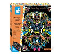 Janod - Colour-In Mandalas and Fluorescent Felt Animals Set - Les Ateliers Du Calme - Children’s Creative Leisure Kit - Encourages Fine Motor Skills and Creativity - Suitable for Ages 7 and Up, J07949