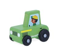 Janod - Mountain Valley Wooden Green Tractor - Cross Roads - Early-Learning Toy - Develops Motor Skills - 12 Months, FSC Wood Toy, Multicolor