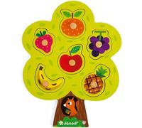 Janod Cute Fruit Tree Puzzle 6 Pieces Peg Wooden Board Learning Educational Toy