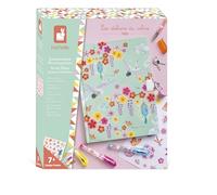 Janod - Diary with Heart Padlock + 2 Keys - Japanese Daydream Inspiration - 96 Illustrated Pages - Secret Notebook Comes with Stickers and 4 Glitter Gel Pens - Ages 7 and up