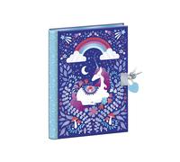 Janod - Unicorn Secret Notebook 128 Pages - Heart Lock and 2 Keys - Girls' Diary - 128 Lined Pages - A5 Format - Unicorn Stationery Gift - 6 Years and Up - J08936