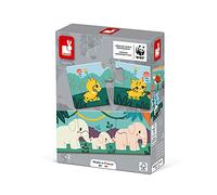 Janod - Early Learning Animals - 10-Puzzle Box-Set - 3-Piece Children’s Puzzle Educational Game - Develops Fine Motor Skills and Concentration - Wwf Partnership - Fsc-Certified Cardboard - Ages 2 and Up, J08636