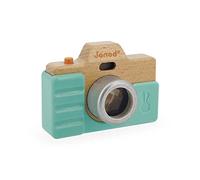 Janod - Early-Learning Camera - Wooden Pretend Play Toy - Sound & Light Effects - Early-Years Toy: Sense Stimulation & Motor Skills - Silicone Shell - Water-Based Paint - 18 Months+ - J05381, Blue