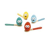 Janod - Egg Race - Game of Skill - 4 Spoons and 4 Wooden Eggs - Dexterity and Balance - FSC-Certified - Water-Based Paint - 3 Years + - J07729