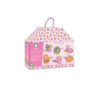 Janod, Enchanted Garden, Children's Craft Kit for 6 Glitter Hair Clips | Bird, Clover and Ladybird, Rabbit, Capybara, Strawberry and Cat, Felt, Pom-Poms, Booklet and Reusable Case