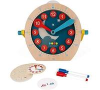 Janod - Essential - Learn the Time - Wooden Early Learning Educational Game - Teaches Numbers and Mathematics - 22 Accessories Included - Water-based Paint - 5 Years and up - J05076