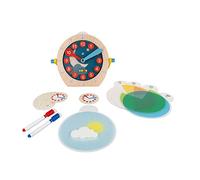 Janod - Essential - Learn the Time - Wooden Early Learning Educational Game - Teaches Numbers and Mathematics - 22 Accessories Included - Water-based Paint - 5 Years and up - J05076