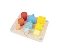 Janod - Essential - Volumes - Wooden Early Learning Educational Game 3-In-1 - Teaches Shapes and Colours - Water-based Paint - From 18 months - J05062