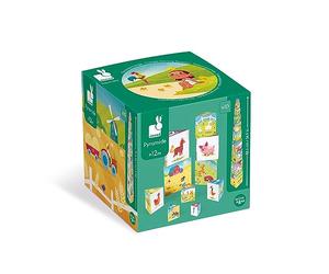 Janod - Farm Life Triangle Pyramid - Early-Learning and Early Years Toy - Stack and build toy - Learn SIZE_NAMEs and numbers - Ages 1 and up - J02651
