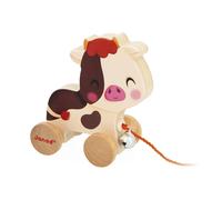Janod - Wooden Walking Cow with Tinkerbell - Pull & Push Toy - Motor Skills & Imagination Training - 50cm string suitable for little hands - FSC Certified - From 12 months, J03324