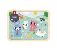 Janod - Wooden Puzzle 24 Pieces Children From 4 years - Farm Theme - Model included + 5 Errors Game on the Board - Develops Concentration and Observation - FSC Product - J07126