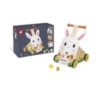 Janod - Farm Multi-Activity Trolley - Wooden Walking Cart to Push - 9 Activities - Patented Brake System and Silent Wheels - Evolutive Toddler Toy - From 12 months - J03326