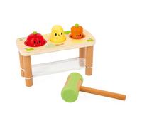 Janod Wooden Toy Whack-A-Farm Vegetable Game, 3 Vegetables & Mallet, FSC Wood, 12m+ J03309