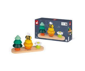 Janod Forest Stacker Wooden Baby Toy Beehive & Flower Set 12m+ NEW