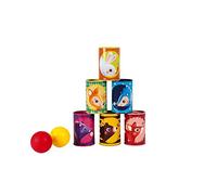 Janod - Forest Tumbling Cans - Outdoor Game - 6 Metal Boxes and 2 Foam Balls - Fine Motor Skills - from 3 Years Old, J03206