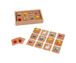 Janod - From 2 Years - Memo 1st Words - FSC Wooden Game - 40 Pieces - Memory and Association Game - 2 to 6 Players - Memorize and Assimilate - J02703