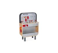 Janod - From 3 Years Old - Brico'Kids Reverso Workbench - 28 Accessories - Workshop and Ramps with 2 Cars - DIY Imitation Toy - J06476