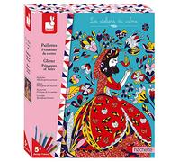 Janod - From 5 years old - Fairy Tale Princesses Glitter Creative Kit - Les Ateliers du Calme - Creative Leisure - Dexterity and Concentration - J07886