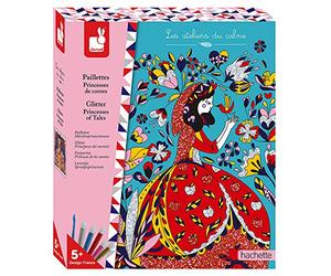 Janod - From 5 years old - Fairy Tale Princesses Glitter Creative Kit - Les Ateliers du Calme - Creative Leisure - Dexterity and Concentration - J07886