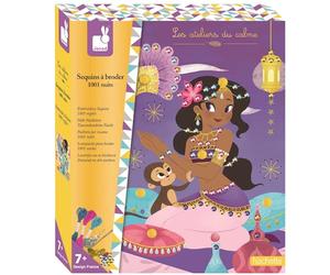 Janod - From 7 years old - Creative Sequin Kit to Embroider One Thousand and One Nights - Les Ateliers du Calme - Dexterity and Concentration - J07823