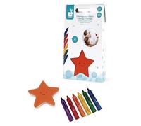 Janod - Fun Bath Coloring Kit - Creative Bath Toy - 6 Crayons and 1 Sponge - Early Learning Toy - For Drawing & Writing - From 3 Years, J04725