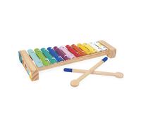 Janod - Wood and Metal Xylophone - Musical Instrument for Children - 12 keys and 2 mallets included - Musical Imitation Toy - Watercolour - From 18 Months, J07663