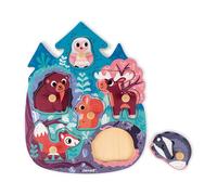 Janod - Happy Forest Puzzle 6 Pieces (Wood) - Develops Fine Motor Skills and Concentration - From 18 Months Old, J07097