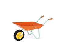 Janod - Happy Garden - Metal Wheelbarrow for Children with Shovel and Rake - Outdoor Gardening Game - For children from the Age of 3, J03194, Orange and Blue