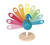Janod - I'm learning to Count Peacock - Wooden Early Learning Educational Toy - Teaches Numbers and First Hand Movements - Ages 2 and up. - J08040