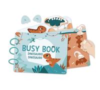 Janod - Interactive Dinosaur Theme Book - Spanish/Italian - 18 Activity Pages for Kids - Interactive Board and Educational Toys for Kindergarten Children - From 3 Years