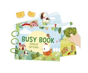 Janod - Interactive Spanish/Italian Farm Book - 18 Pages of Educational Activities for Children - Interactive Board for Learning Numbers, Alphabet, Animals and Sounds - from 3 Years Old