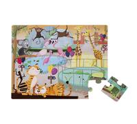 Janod J02774 Tactile Puzzle, Day at the Zoo, 20 Pieces - Plush Soft Toy