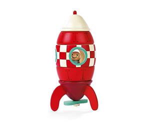Janod J05207 Wooden Magnetic Rocket, Small (16 cm)