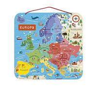 Janod - J05473 Magnetic Puzzle of Europe Map - Educational Wooden Puzzle for Learning Geography - Travel to Europe with 40 Magnets - Hanging on the Wall - German Version - From 7 Years