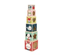 Janod J08016 6-Block Pyramid Baby Forest Game - Plush Soft Toy