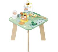 Janod - Jolie Prairie Activity Table - 7 Babyhood Activities - Multi-Game Wooden Table, Farm Theme - Development and Musical Awakening - Water Based Paint - from 1 Year Old, J05327,White,Medium