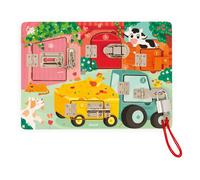Janod - The Farm Lock board - Activity Board - 5 Types of Fasteners - FSC Wooden Toy - 3 Years +, J07119