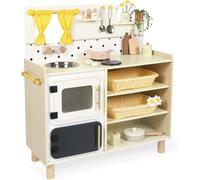 Janod - Large Wooden Children's Kitchen - Equipped with 2 Ovens, Sink and 16 Accessories Included - Rotating Sound Buttons - Imitation and Early Learning Toy - From 2 years, J06642