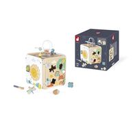 Janod - Large Wooden Multi-Activity Cube - 8 Activities for Children and Babies - Early Learning Toy - Fine Motor Skills Development - Wooden Toy - From 18 Months