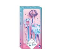 Janod - Magic Ocean - 3 Create-Your-Own Mermaid Wands - Kids’ Craft Activity - Arts & Crafts Kit - With Ribbons, Beads & Sequins - Magic Universe - Set for Ages 3 +, J09135