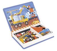 Janod - Magn?ti'Book Construction Site Vehicles - Magnetic Educational Game 50 Magnets + 18 Models - Cardboard Children's Toy - Develops Dexterit