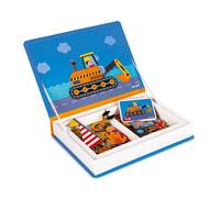 Janod MagnetiBook 69-piece Magnetic Racers Vehicle Game - Ages 3+, Build, Create