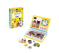 Janod - Magneti'Book for Learning to Tell the Time - Magnetic Educational Game, 75 Pieces - Fine Motor Skills and Imagination Learning - From 3 Years, J02724