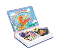 Janod - Magnéti'Book Unicorns - 44-Magnet Educational Game with 10 Model Cards - Children’s FSC Cardboard Toy - Develops Dexterity and Imagination - 3 years +