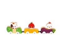 Janod - Magnetic Farm Animals - Early-Learning Toy - 3 Vehicles + 3 Animals in Wood - Develops Dexterity - FSC Wood Game - 18 Months +, J03316